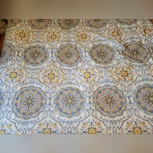 Home essence white, blue, gold mandala shower curtain